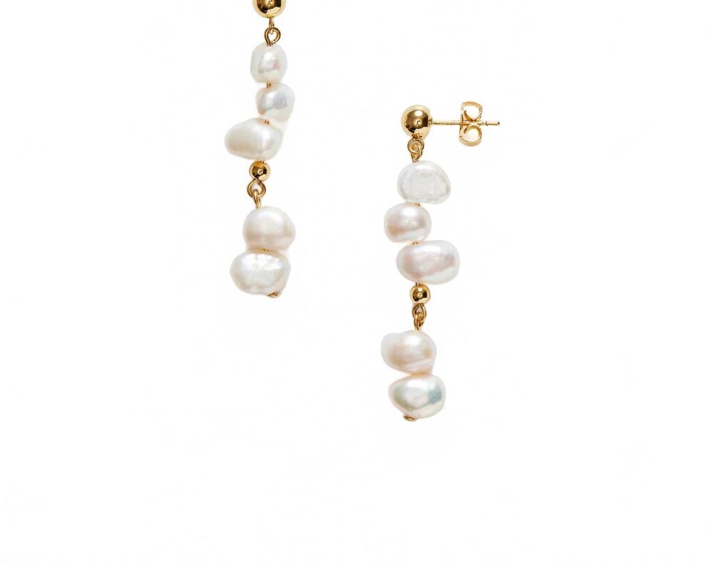 NEW ANNI LU women's pearly drop earrings in gold